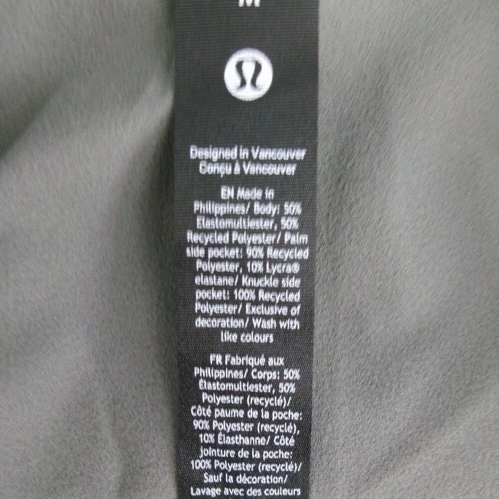 New Men's Lululemon ZEROED IN TRACK JACKET M Grey Sage Willow Leaf Green Grey - Picture 6 of 10